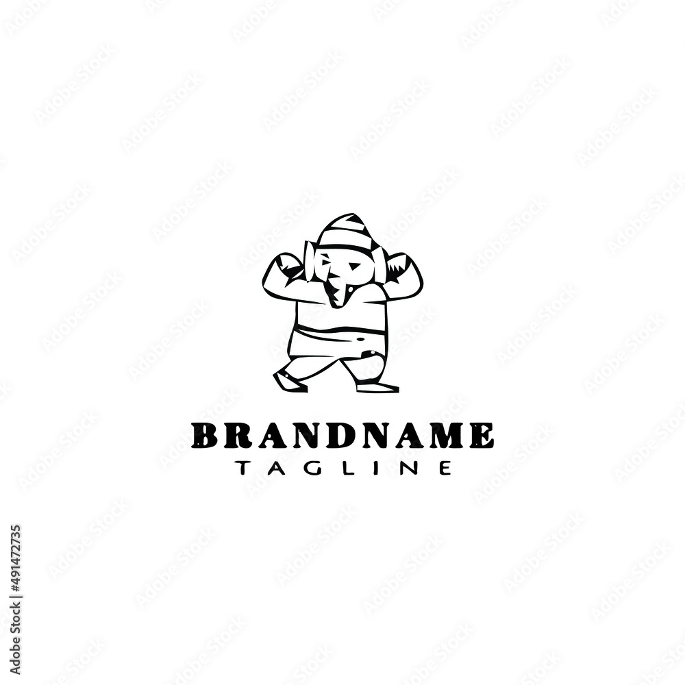 lord ganesh logo cartoon icon design template black isolated vector illustration