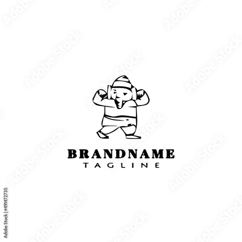 lord ganesh logo cartoon icon design template black isolated vector illustration