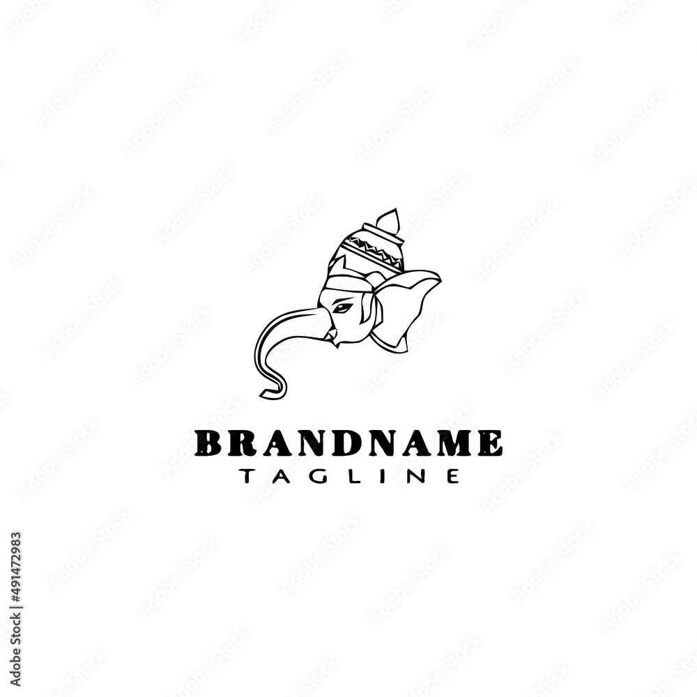 Lord ganesh logo cartoon icon design template black isolated vector