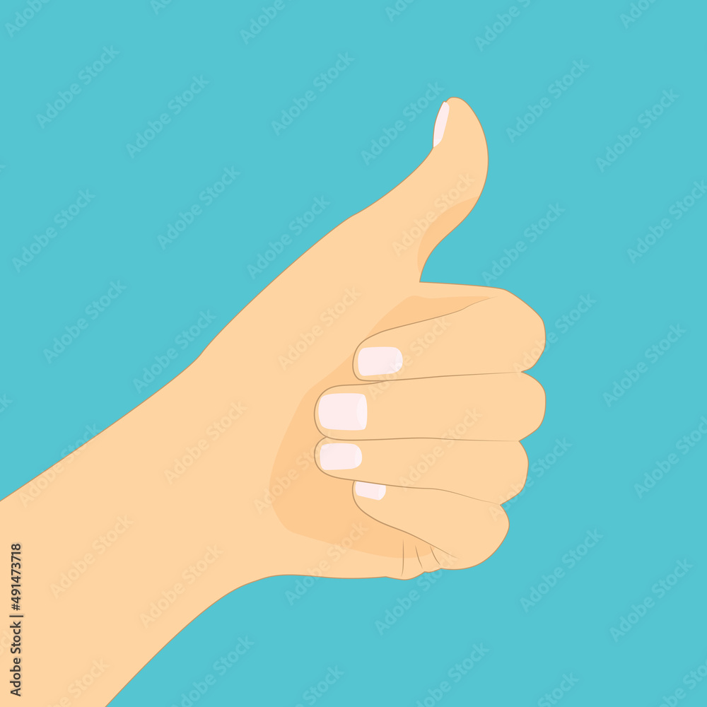 hand showing thumb up gesture, ok sign - vector illustration