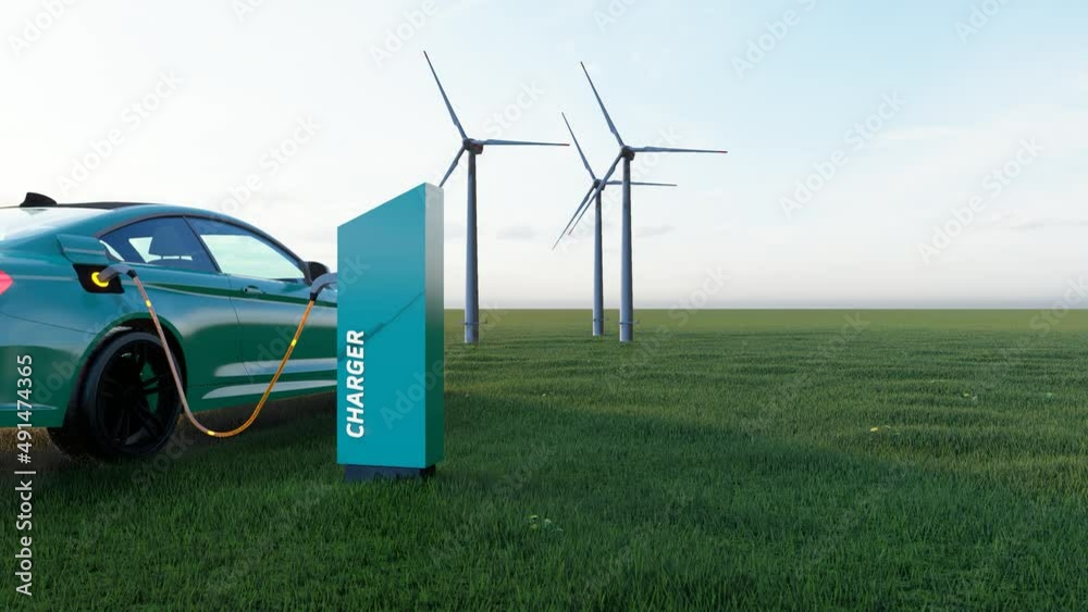 4K Ultra Hd. Electric car silhouette with low battery charging at electric charge station. 3D Animation. 4K Ultra Hd. Electric car silhouette with low battery charging at electric charge station. 3D Animation.