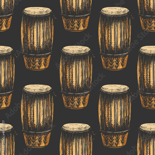 128_congas, darbuka_congas high cuban drum, percussion instrument, traditional percussion, hand drawing, colorful, isolated
