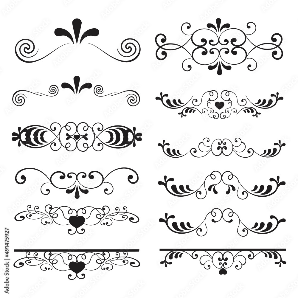 set of arabesques, graphic elements, floral decoration