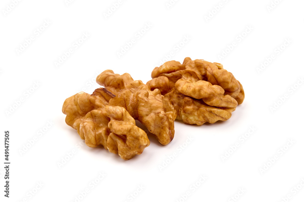 Walnut kernel, Nuts, isolated on white background. Walnut kernel, Nuts, isolated on white background.