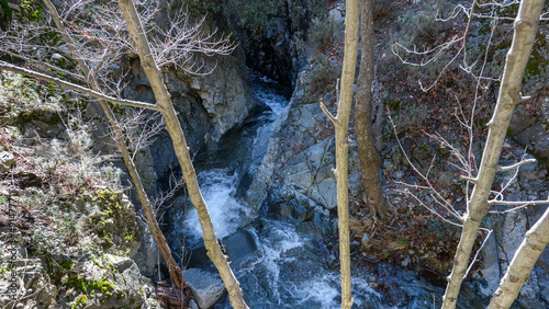 Krios river in Troodos mountains in Cyprus runs down a gorge photo