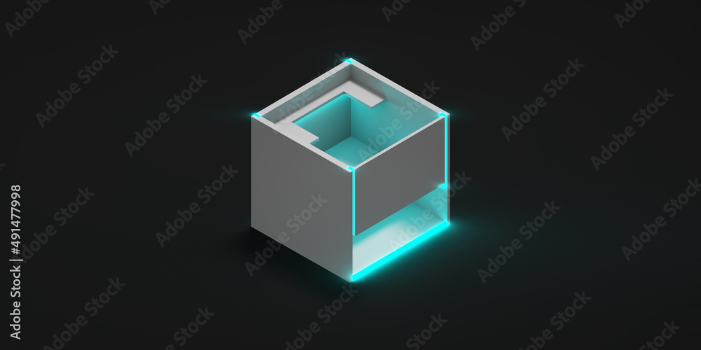 Obraz premium Minimalist abstract 3d cube Futuristic Sci fi Theme
