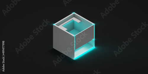 Minimalist abstract 3d cube Futuristic Sci fi Theme