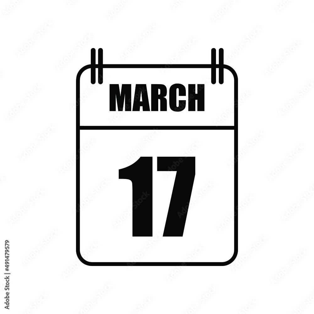 Outline 17 March Calendar Icon Vector Illustration . Date , Day Of Mouth	