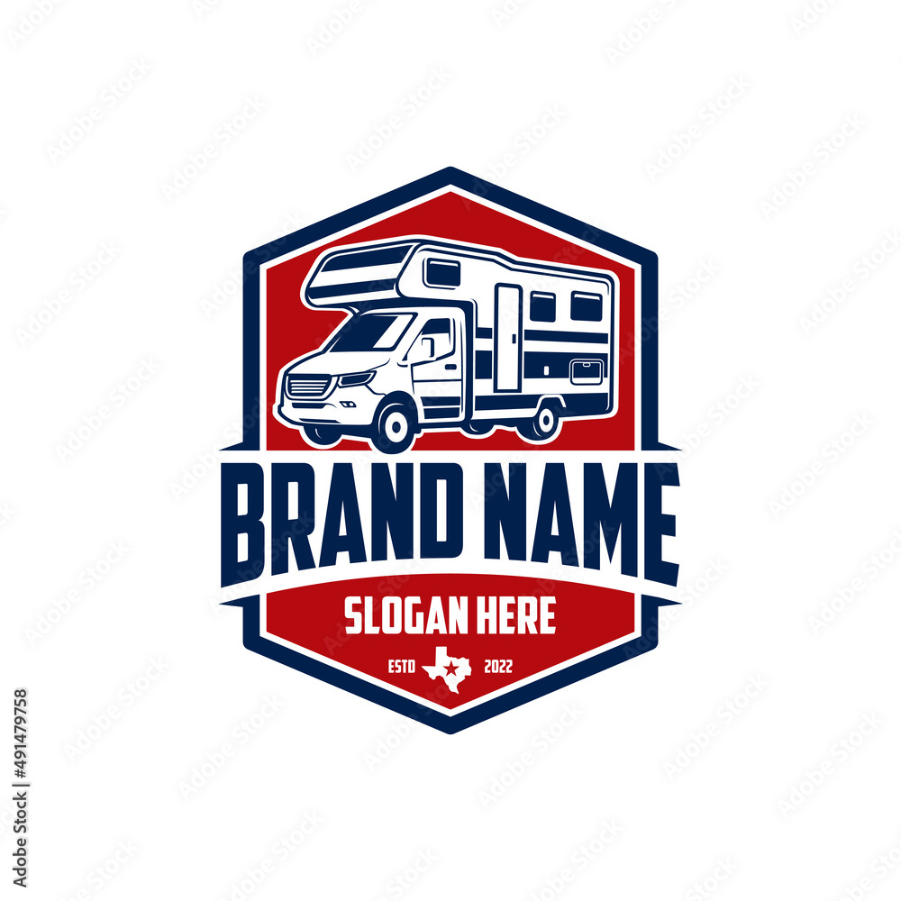 RV Camper Car Logo Designs Template