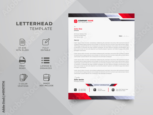 Two modern color letterhead template design for business identity. Minimalist style letterhead template design. Letterhead design.