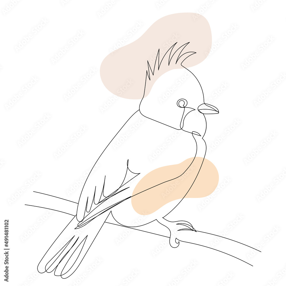 bird on a branch one continuous line drawing, isolated vector bird on a branch one continuous line drawing, isolated vector