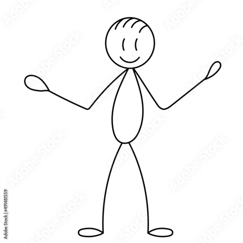 figure man rejoices, sketch ,contour, vector