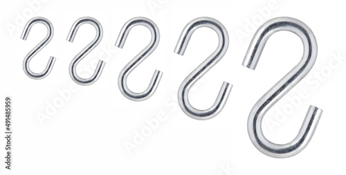 Set stainless steel carabiner oval. Group. Quick link connector rigging hardware heavy duty stainless. Screwlock quick link lock. Ring hook chain rope connector buckle locked hook. photo