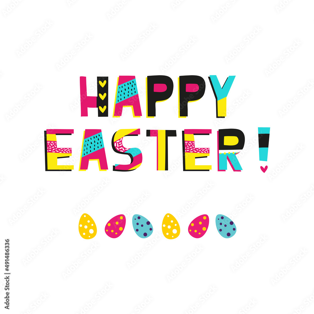 Happy Easter lettering design. Vector illustration EPS 10