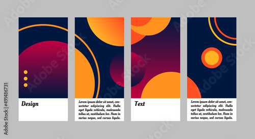 Set of abstract circle background templates vector illustration for business cards  landing page  banner  poster  flyer  or design concept. Geometric curve backdrop design. Rounded shapes backdrop.