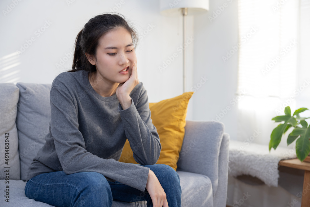 Woman Use Her Hand Touching Her Cheek Suffer From Toothache Woman Use Her Hand Touching Her Cheek Suffer From Toothache