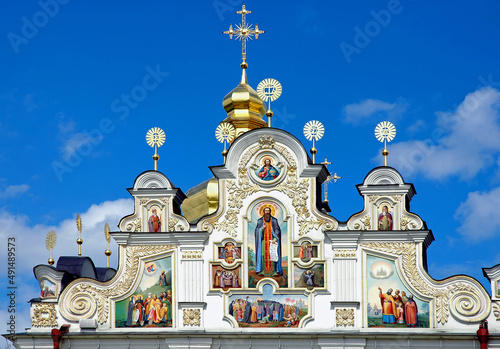 Kyiv or Kiev, Ukraine: Detail of artwork on the Dormition Cathedral at the Kyiv Pechersk Lavra or Lavra Complex also called the Monastery of the Caves photo