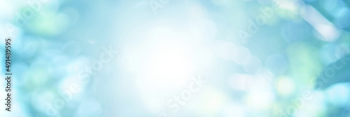 Light blue Leaf background. Blurred leaves and circular bokeh. Abstract for design and wallpaper.