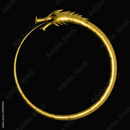 Golden Ouroboros Infinity Symbol
