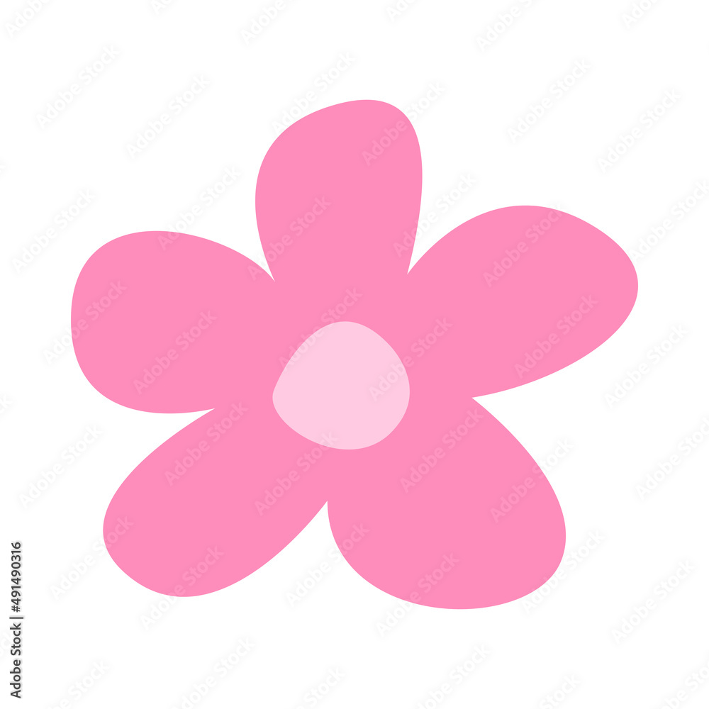 pink flower simple shape, flower pink graphic