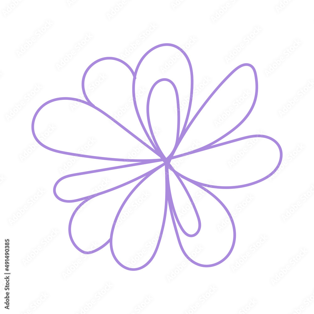 purple flower outline, simple flower line purple