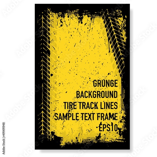 Grunge text tire tracks frame set