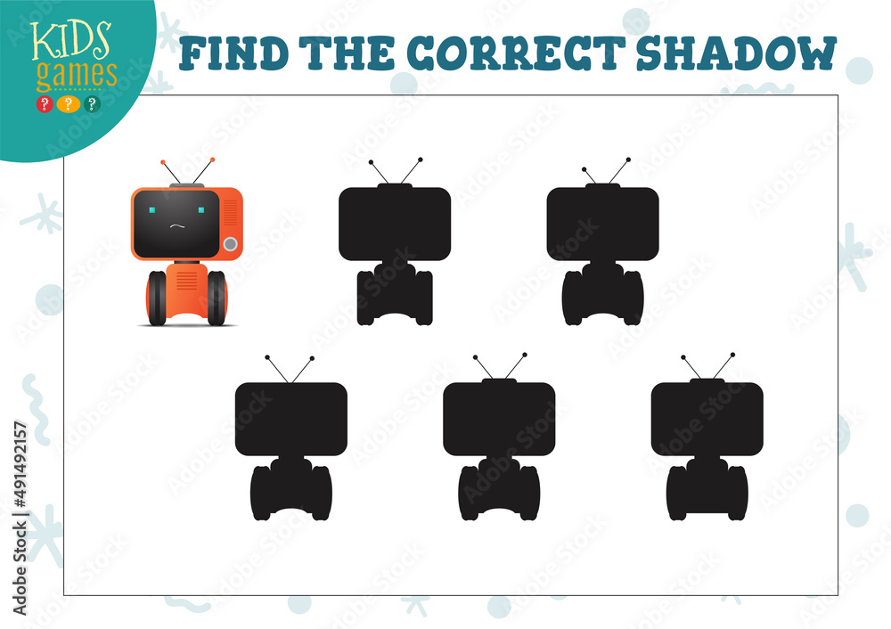 Find the correct shadow for cute cartoon robot educational preschool kids mini game Find the correct shadow for cute cartoon robot educational preschool kids mini game