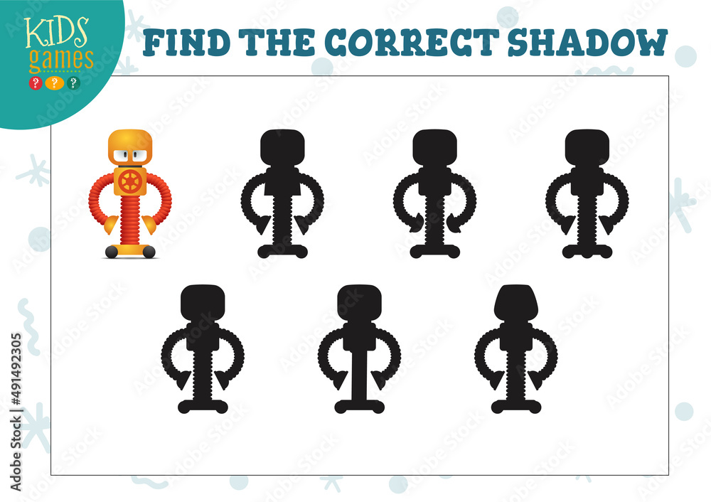 Find the correct shadow for cute cartoon robot educational preschool kids mini game Find the correct shadow for cute cartoon robot educational preschool kids mini game