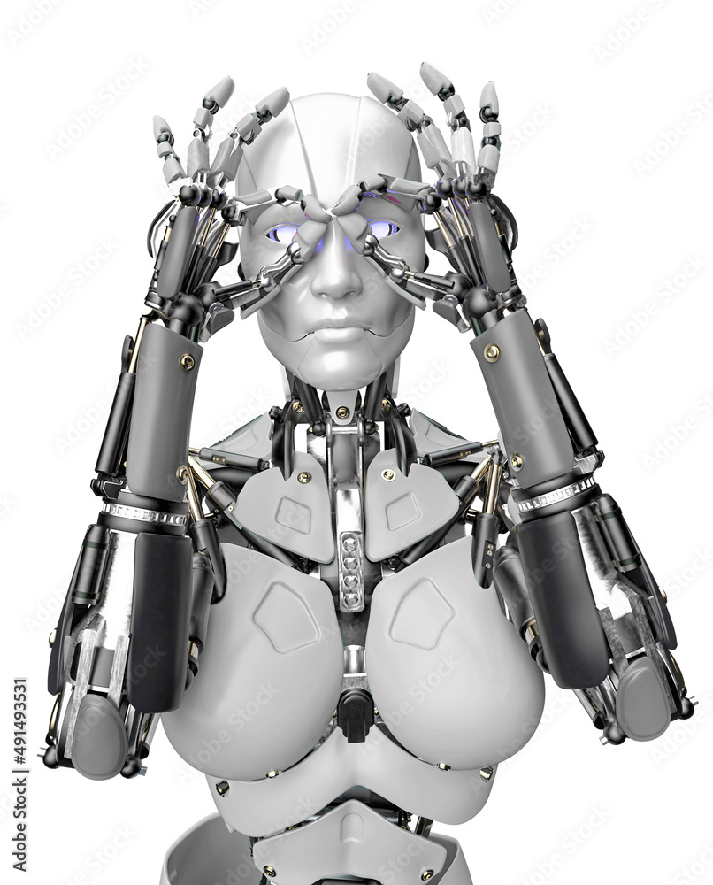 amazing robot is analyzing you close up view amazing robot is analyzing you close up view