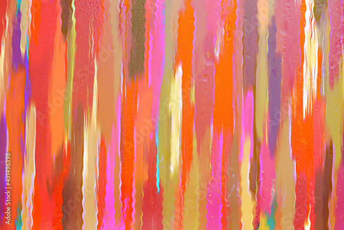 Abstract digital texture in grunge style. Vertical stripes in hot Mexican colors with a small wave.