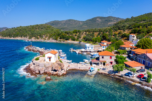 The little church of Panagia Gorgona situated on a rock in Skala Sykamias, a picturesque seaside village of Lesvos