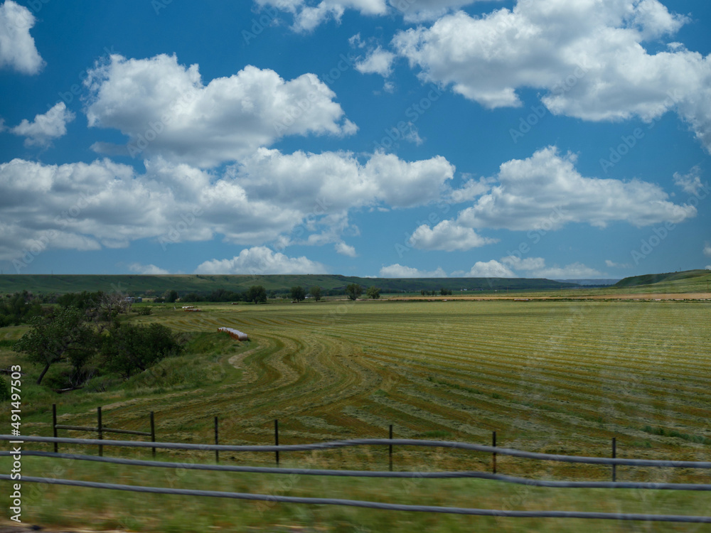 Wide stretch of stretch of farmlands along US Highway 90 in South Dakota..