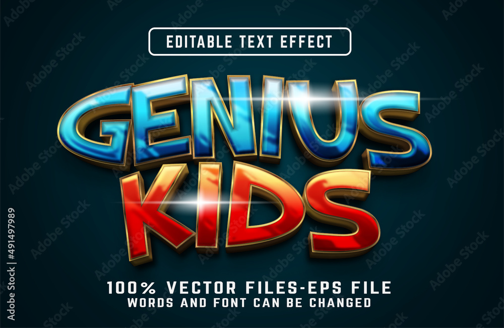 genius kids 3d text effect premium vectors