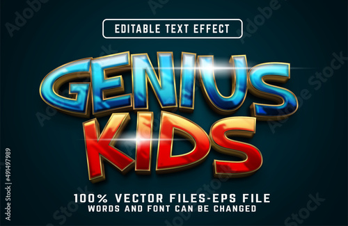 genius kids 3d text effect premium vectors