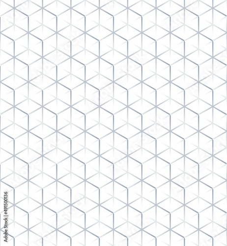 Gray cubes isometric line shade seamless pattern on white background. Vector illustration