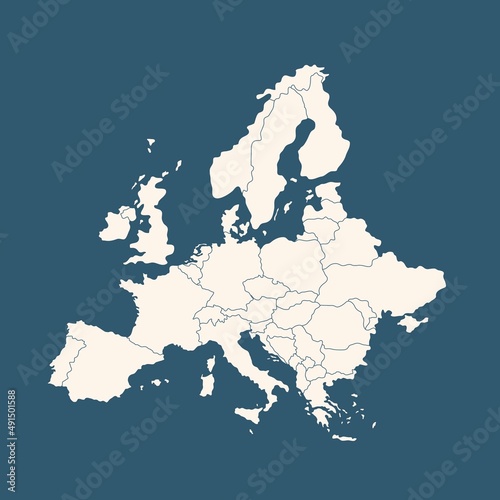 High quality map of Europe with borders of regions