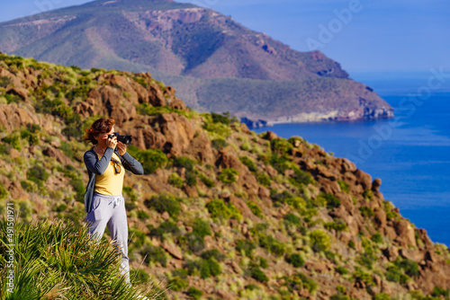 Woman take photo, Park Cabo de Gata, Spain © anetlanda
