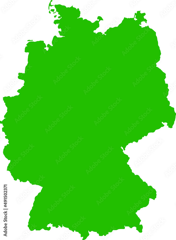 Green colored Germany outline map. Political german map. Vector illustration map.