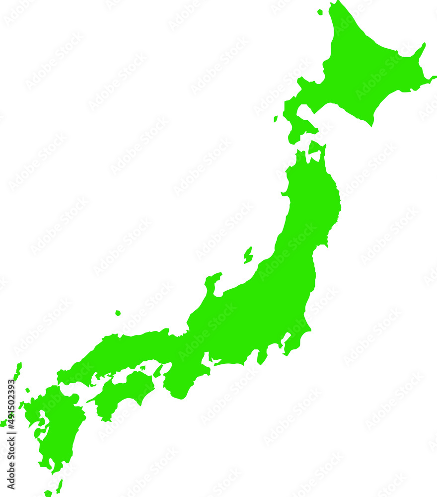 Green colored Japan outline map. Political japanese map. Vector illustration map. Green colored Japan outline map. Political japanese map. Vector illustration map.