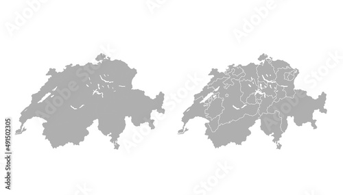 Switzerland map set outline vector illustration. Stock vector