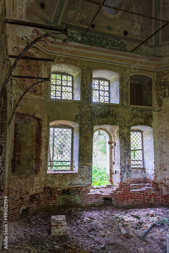 the interior of an abandoned temple