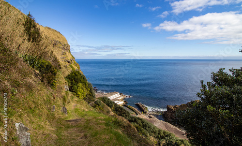 Hiking path at Azores islands, Portugal, travel destination, nature.