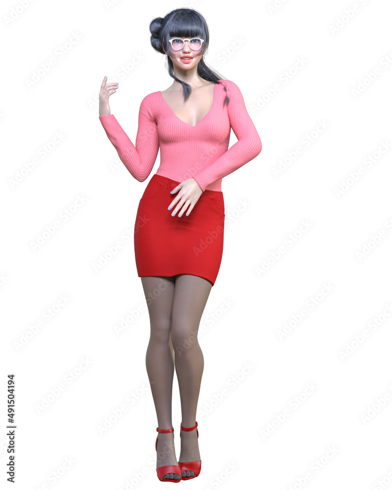 Fototapeta premium Beautiful woman short mini skirt.