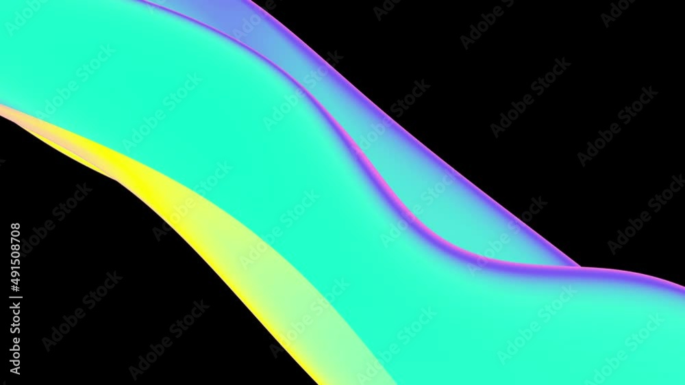 Abstract colorful wavy background in bright blue, yellow and purple color. Modern colorful wallpaper. Seamless loop animation. 3d rendering.