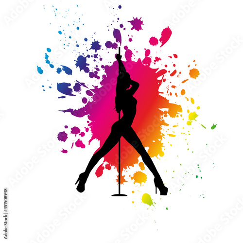 Stripper silhouette.Pole dancer silhouette.Sexy stripper girl silhouette.Striptease dancer silhouette