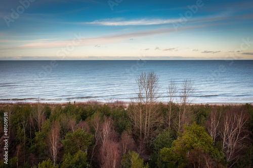 Beautiful beach of the Baltic Sea at sunset in Kuznica, Hel Peninsula. Poland