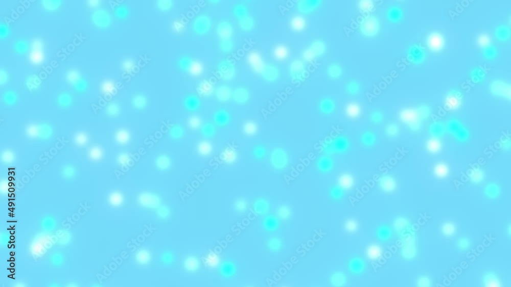 Abstract moving particles background. Shiny animation. Blue and white colored bokeh particles on sky blue background. Concept of frosty freshness Abstract moving particles background. Shiny animation. Blue and white colored bokeh particles on sky blue background. Concept of frosty freshness