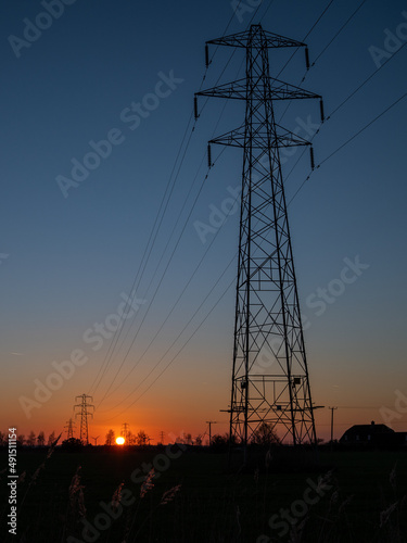 power lines at sunset © Marek
