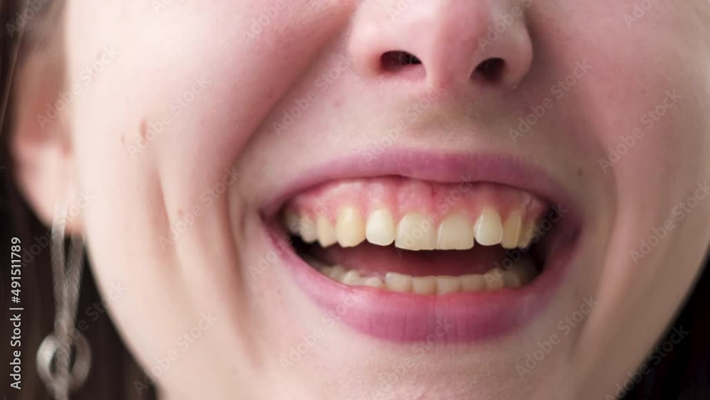 Close-up of woman mouth, smile, laughing Close-up of woman mouth, smile, laughing
