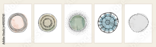 Set of contemporary hand drawn watercolor background designs. Vector illustrations for graphic and web design, marketing material.